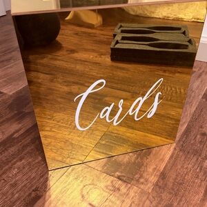 Mirrored Gold 'Cards' Box - White Lettering
